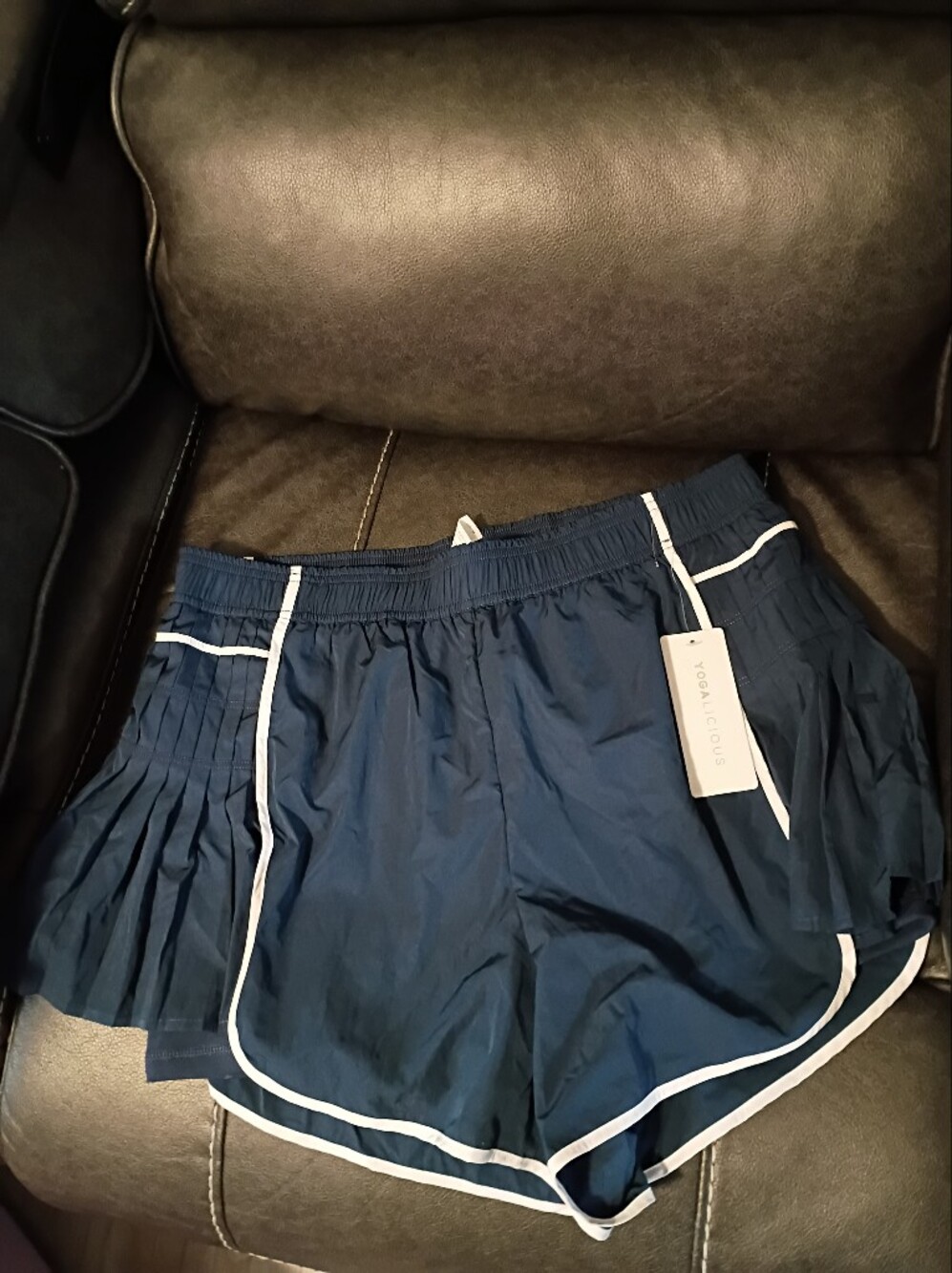 Yogalicious Navy Athletic Shorts with White Trim